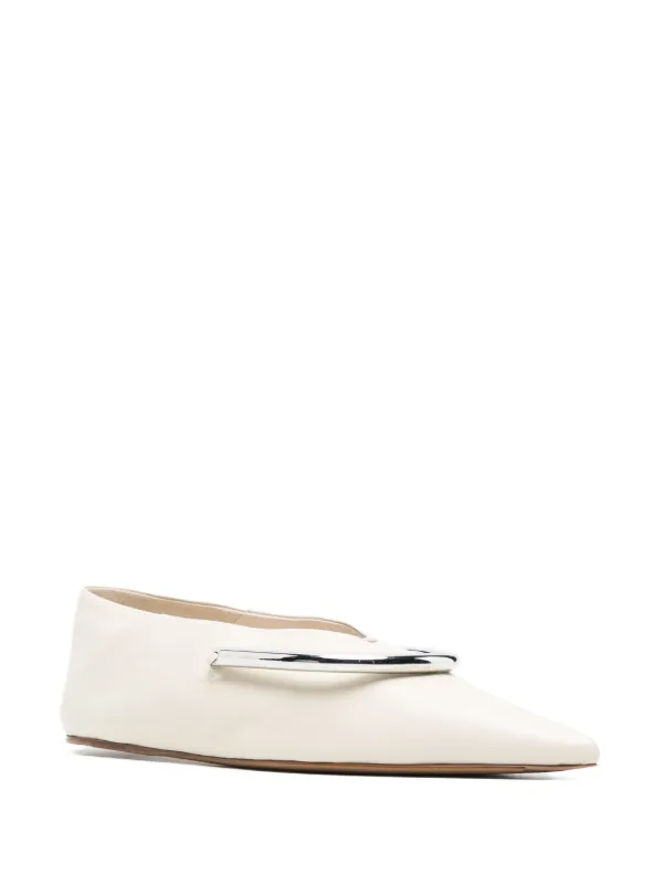 Jil Sander plaque-detail Pointed Ballerina Shoes - Farfetch