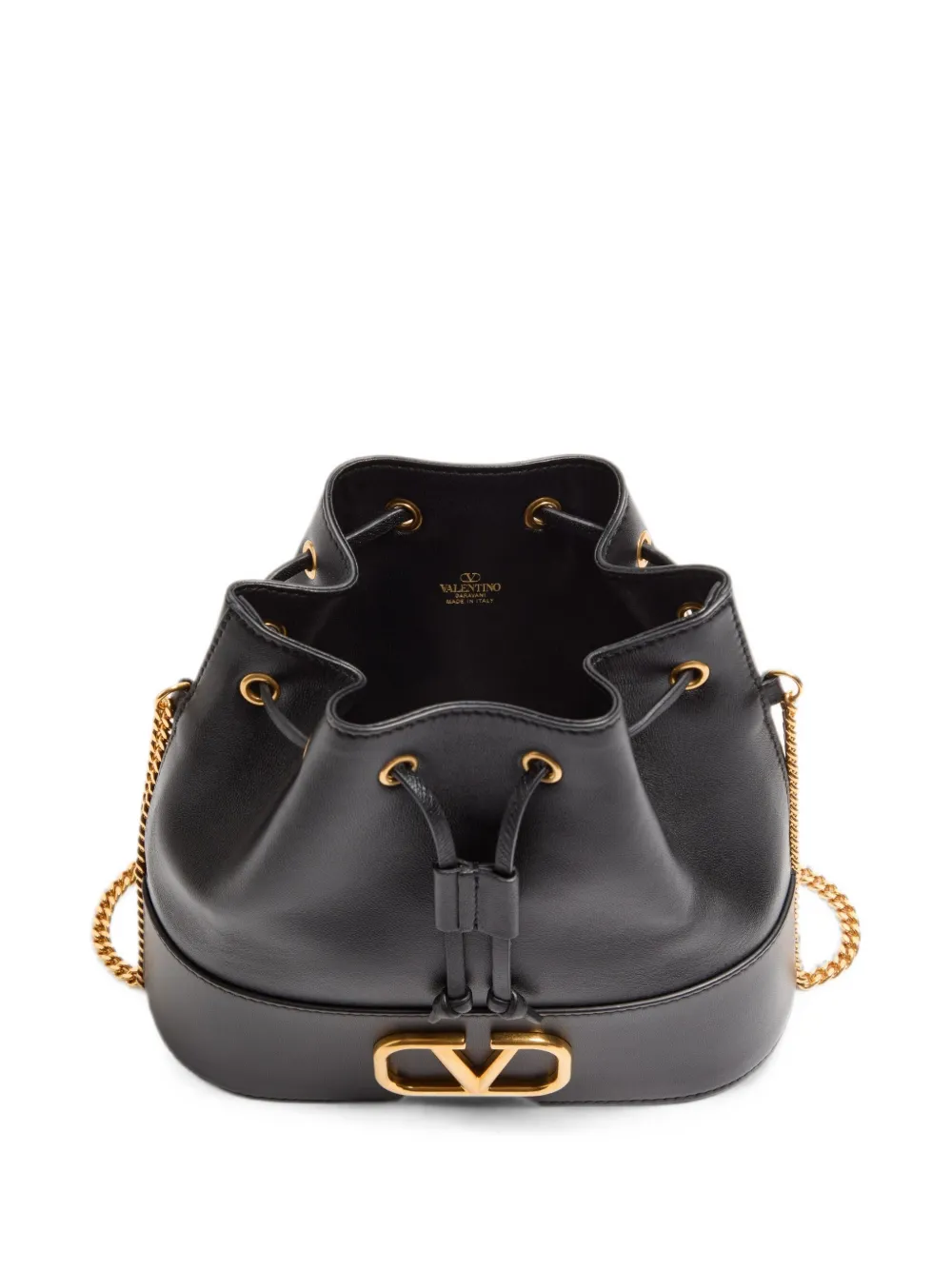 Valentino Garavani Vロゴ レザーバケットバッグ ミニ | ブラック