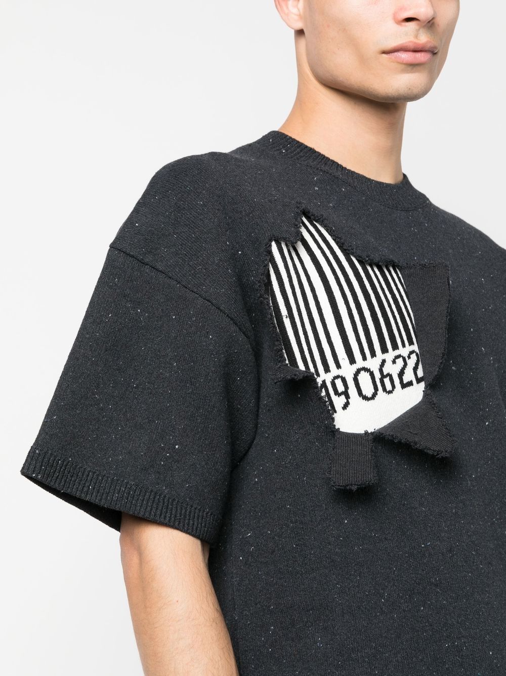 Shop Jw Anderson Barcode-motif Crew-neck T-shirt In Grey