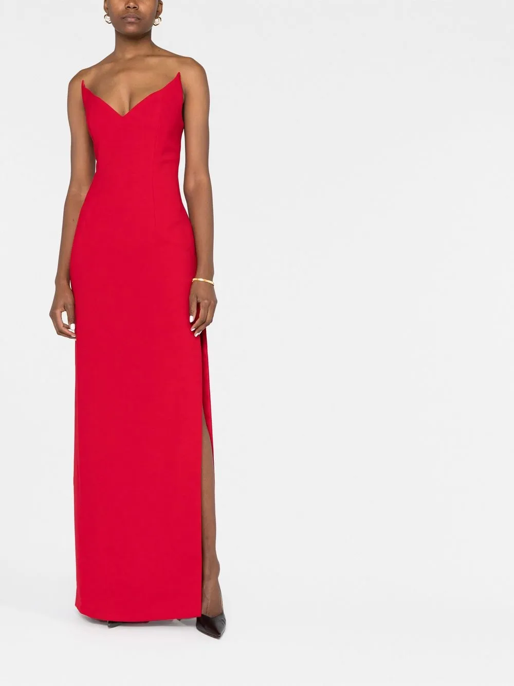 

Mônot side-slit strapless gown - Red