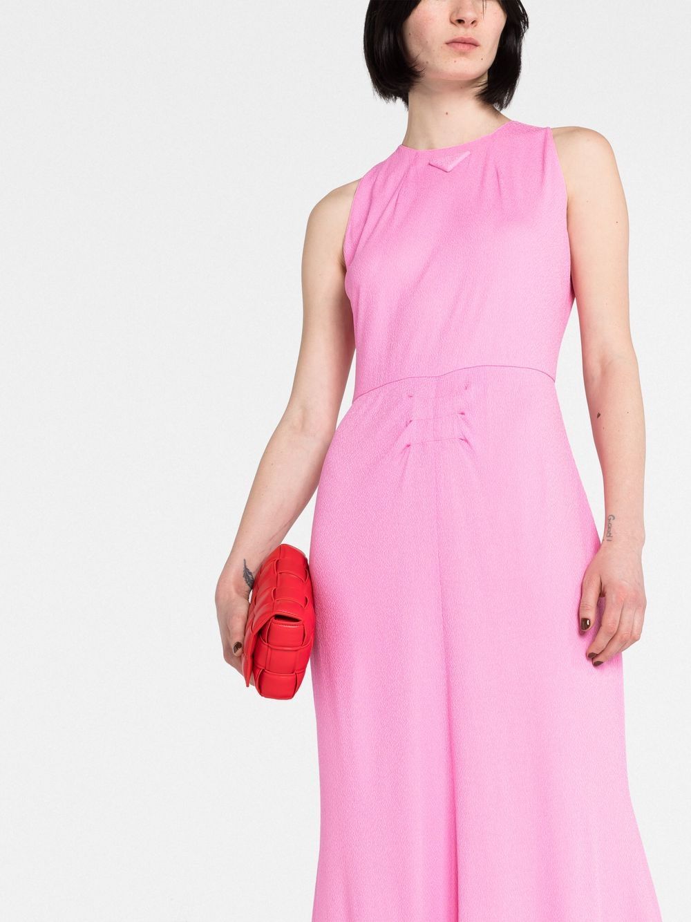 Shop Prada Triangle Logo Maxi Dress In Pink