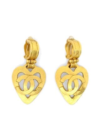 1995 clover-charm dangle clip-on earrings
