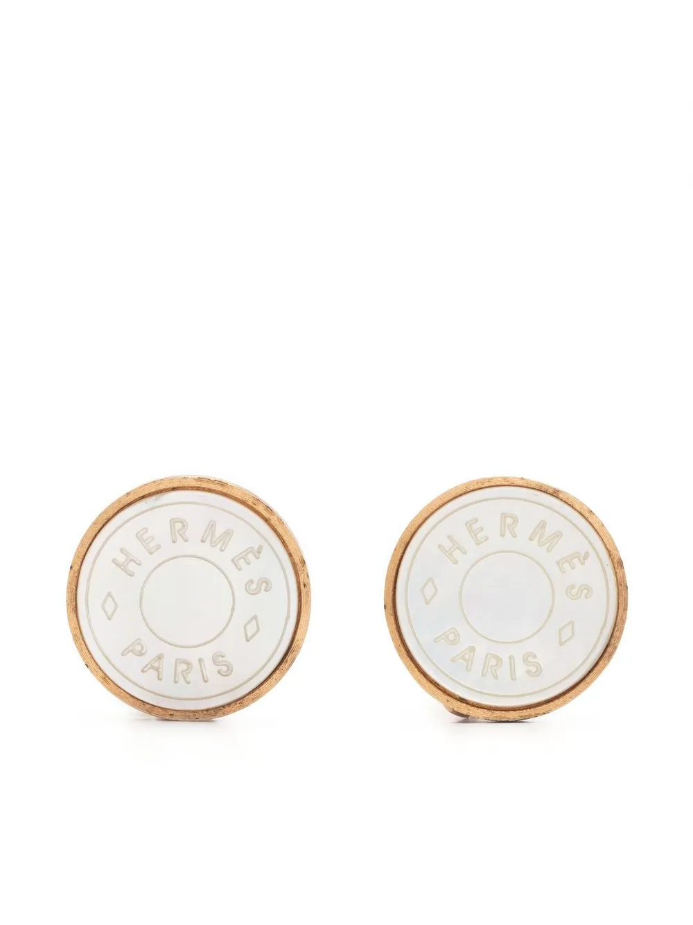 

Hermès 1990-2000 pre-owned logo shell clip-on earrings - Gold