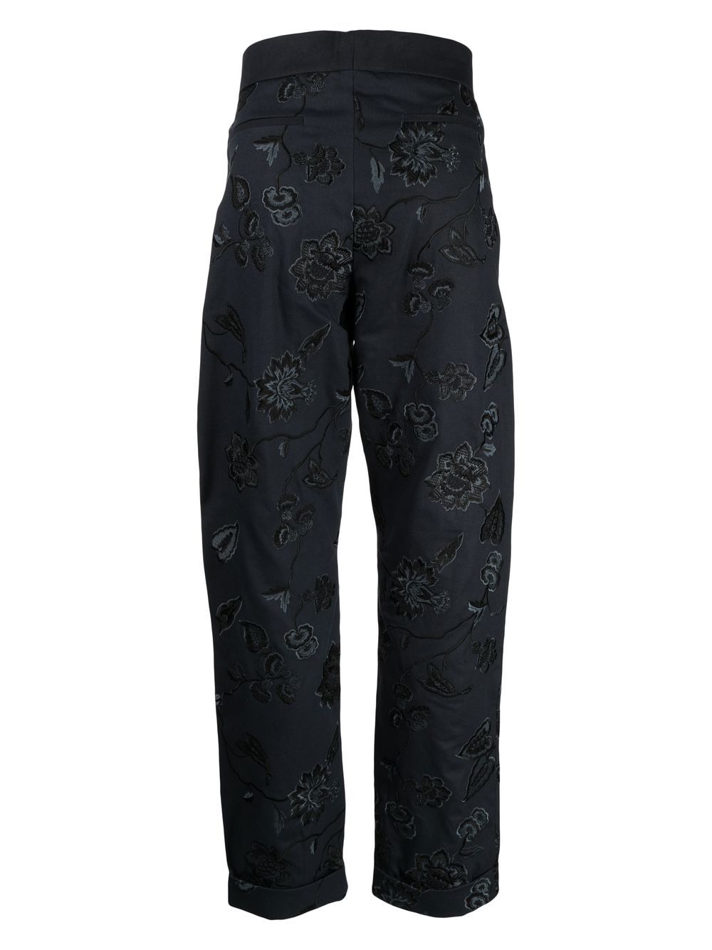 Shop Erdem Samuel Floral-embroidered Trousers In Blue