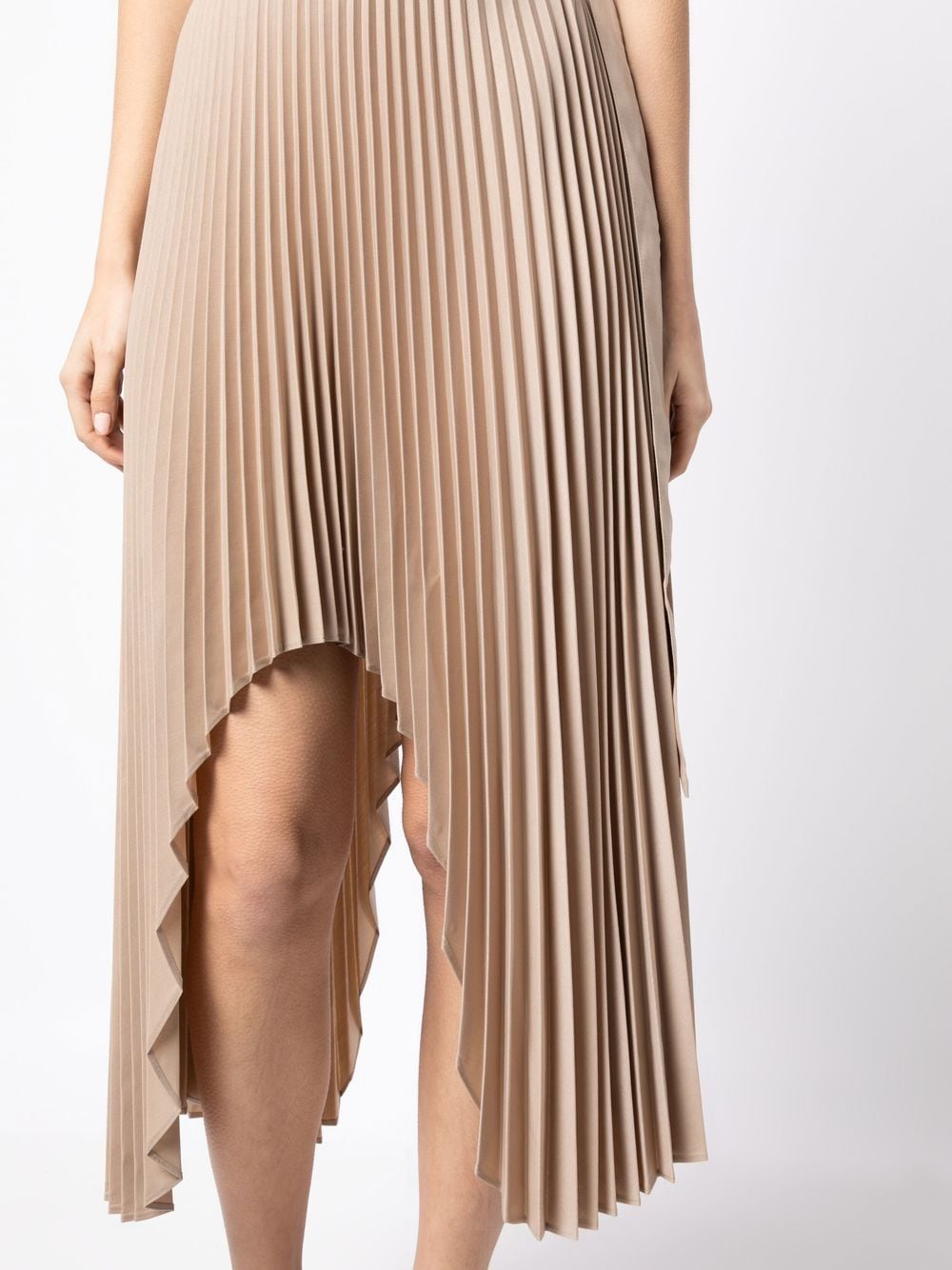 Shop Rokh Arch Pleated Midi Skirt In Brown