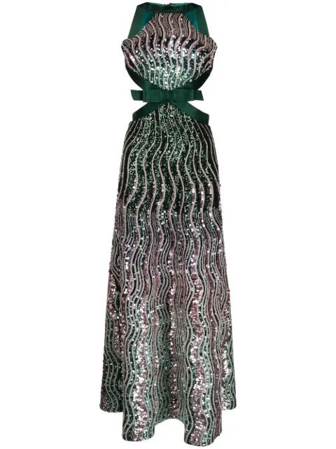 Mary Katrantzou sequined design bow detail dress