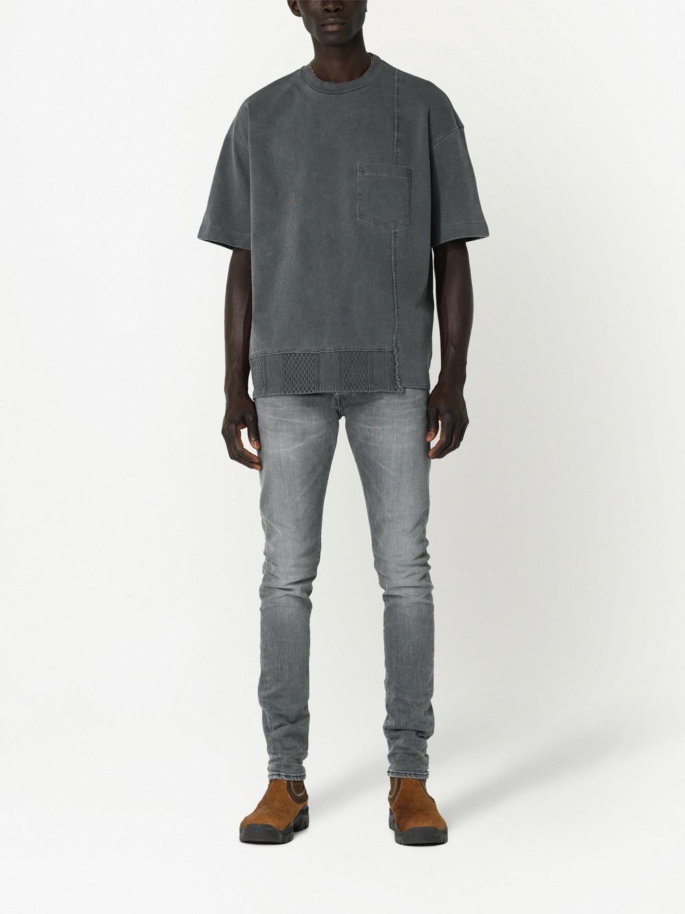 Shop John Elliott Reconstructed Panelled T-shirt In Grey