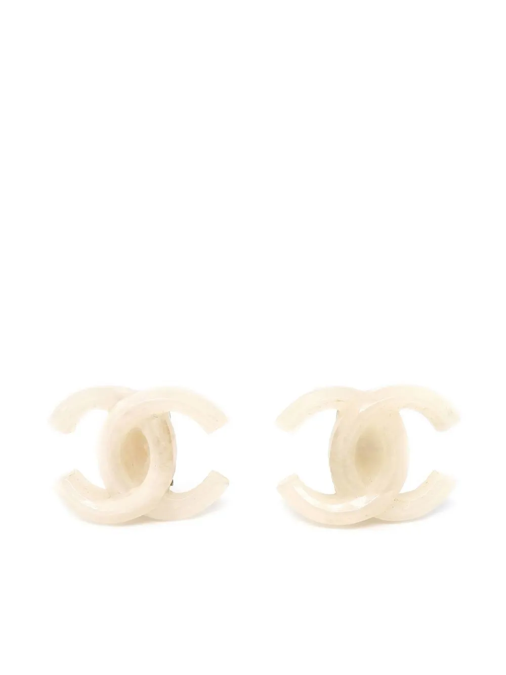 

CHANEL Pre-Owned 2002 CC clip-on earrings - White