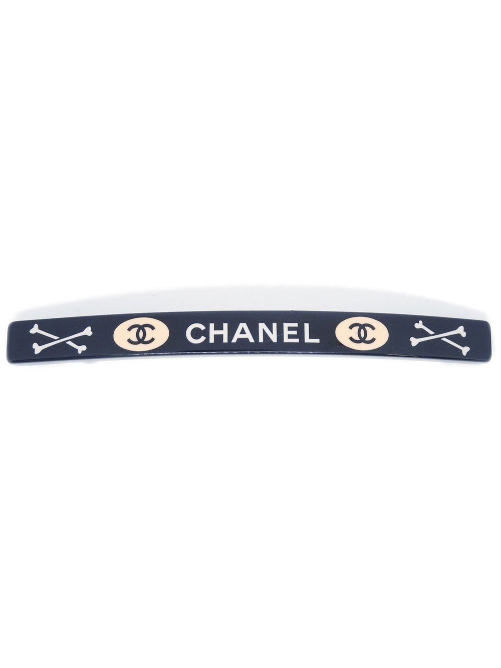 Pre-owned Chanel 2003 Logo-print Hair Slide In 黑色