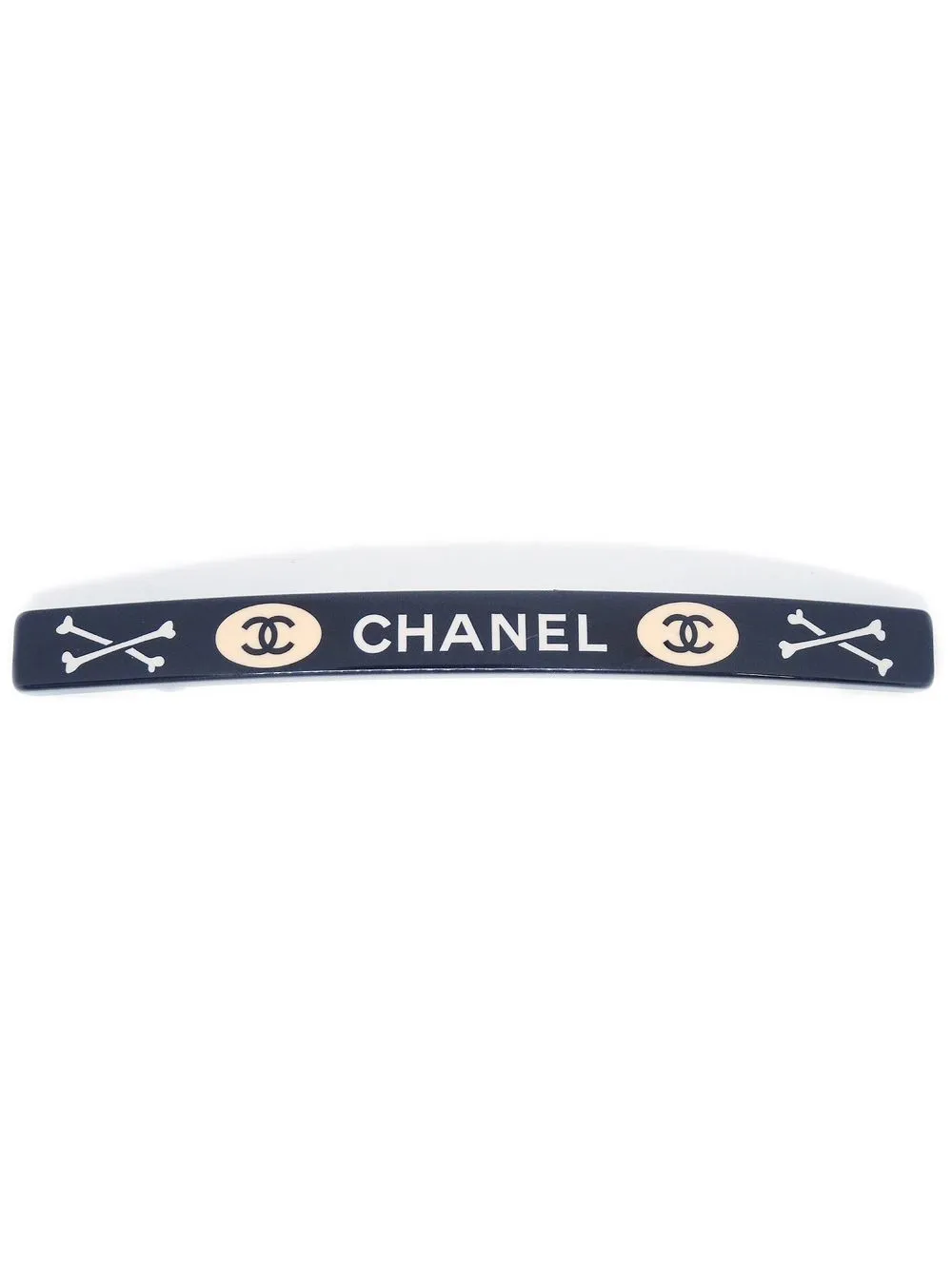 Pre-owned Chanel 2003 Logo-print Hair Slide In 黑色