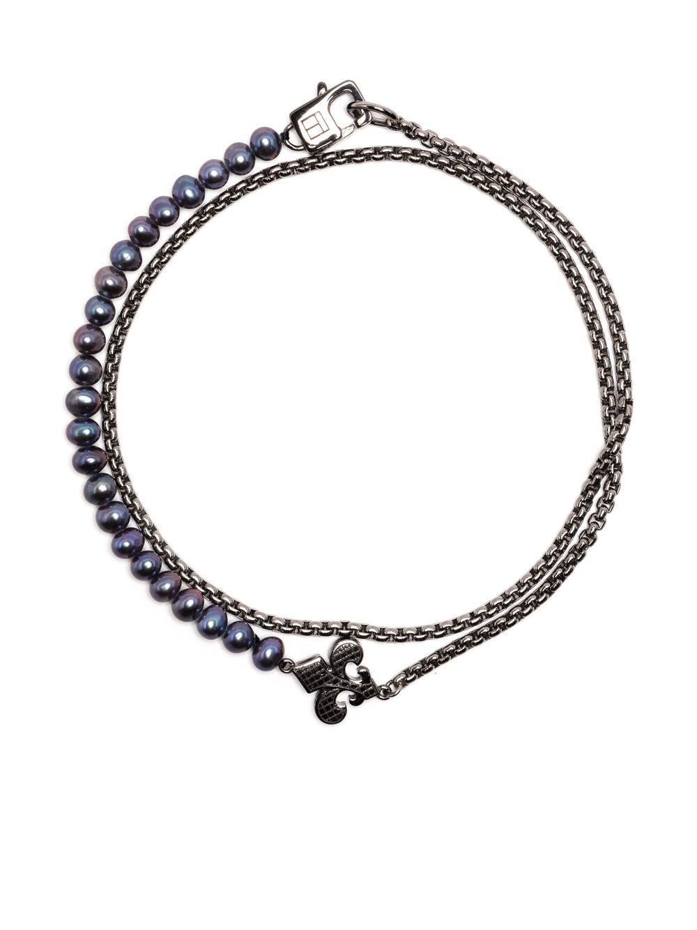 tateossian bracelet chaîne à détails de perles - argent