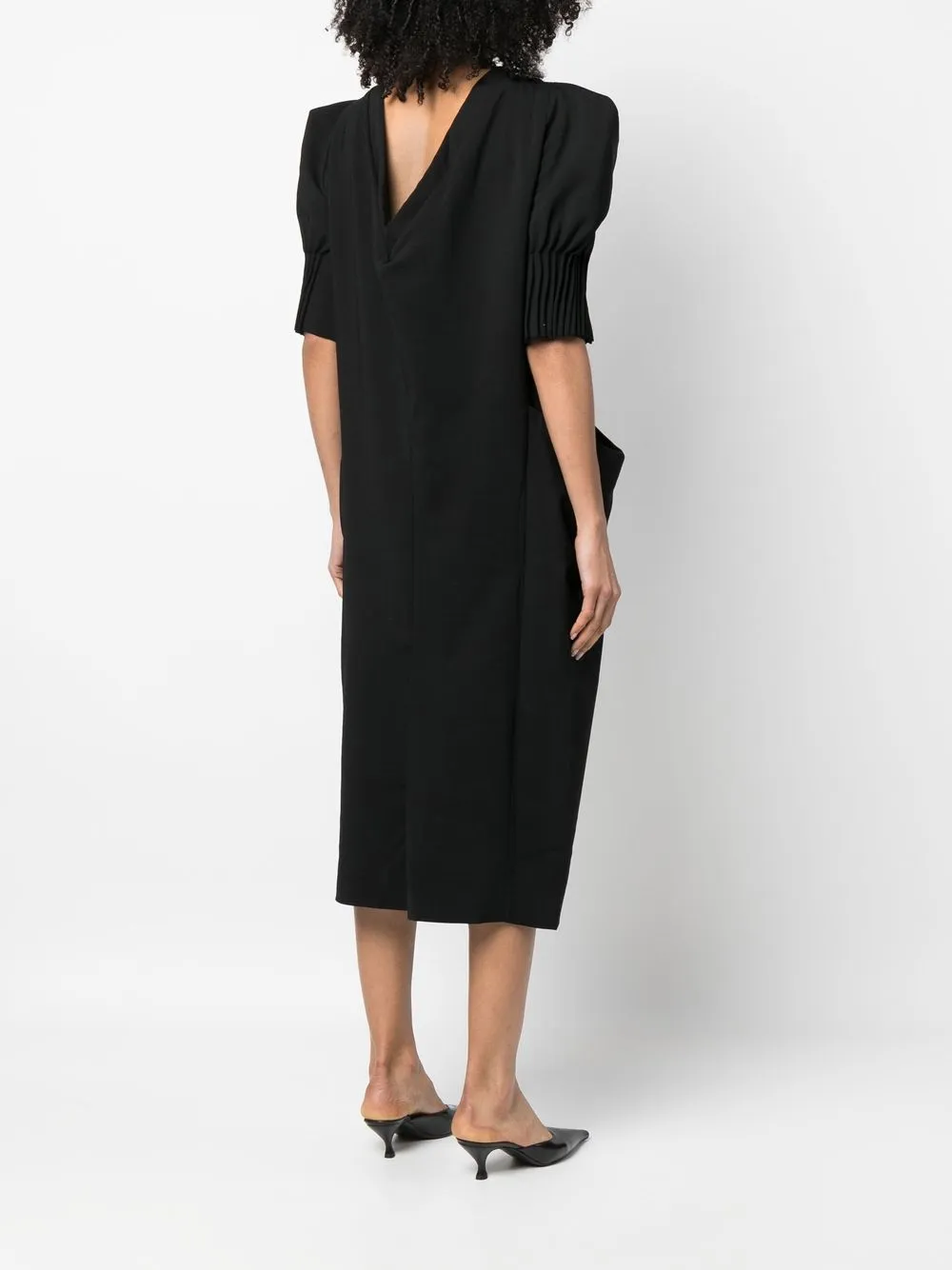 Bite Studios Page Puff Sleeve Midi Dress In Black