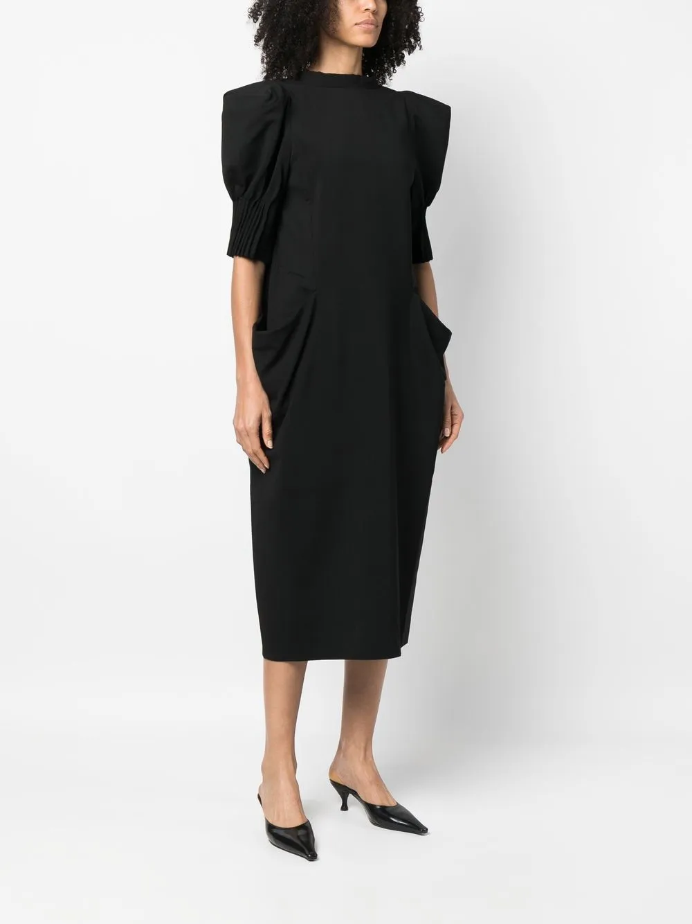 Bite Studios Page Puff Sleeve Midi Dress In Black