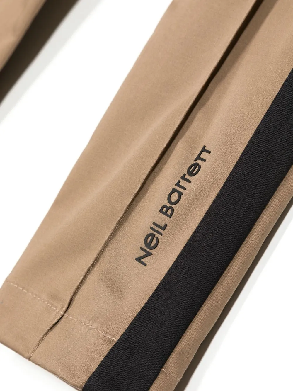 Shop Neil Barrett Tape-detail Straight-leg Trousers In Brown