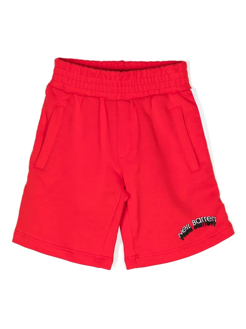 

Neil Barrett Kids logo-print panelled shorts - Red