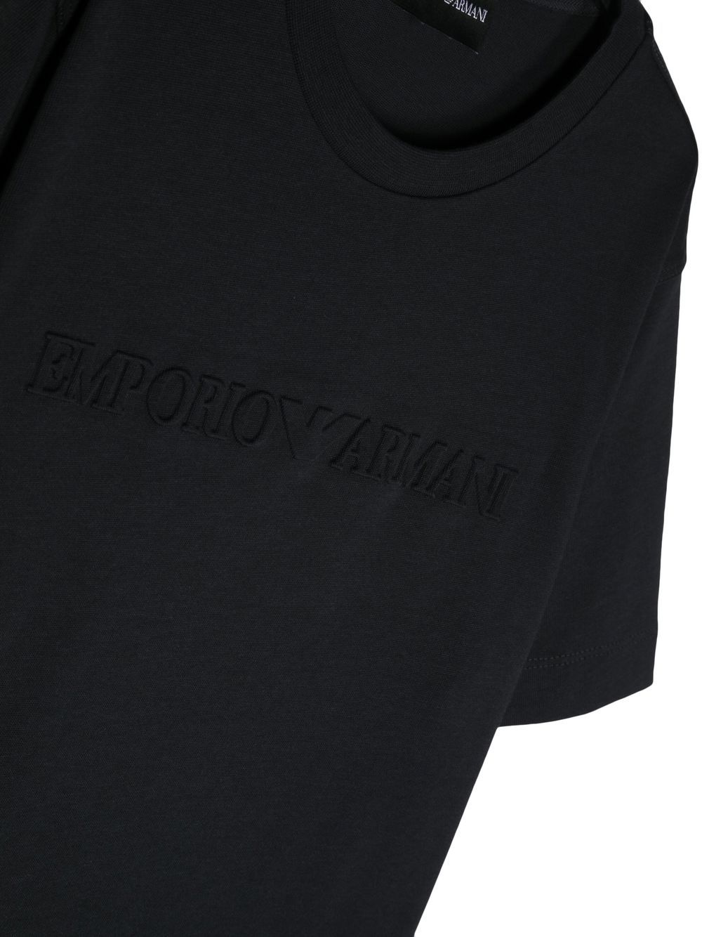 Shop Emporio Armani Debossed-logo Cotton T-shirt In Blue