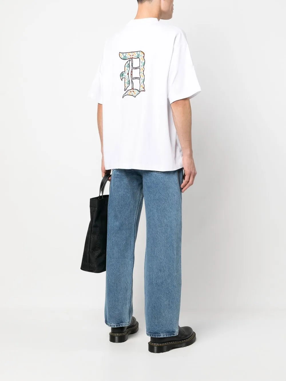 Drôle De Monsieur T-shirt met geborduurd logo - Wit