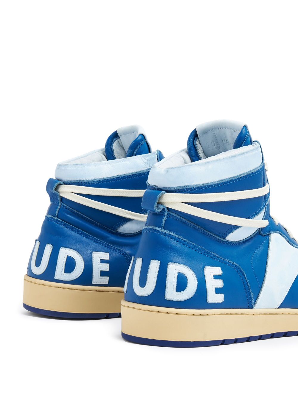 Shop Rhude Rhecess Leather High-top Sneakers In Blau