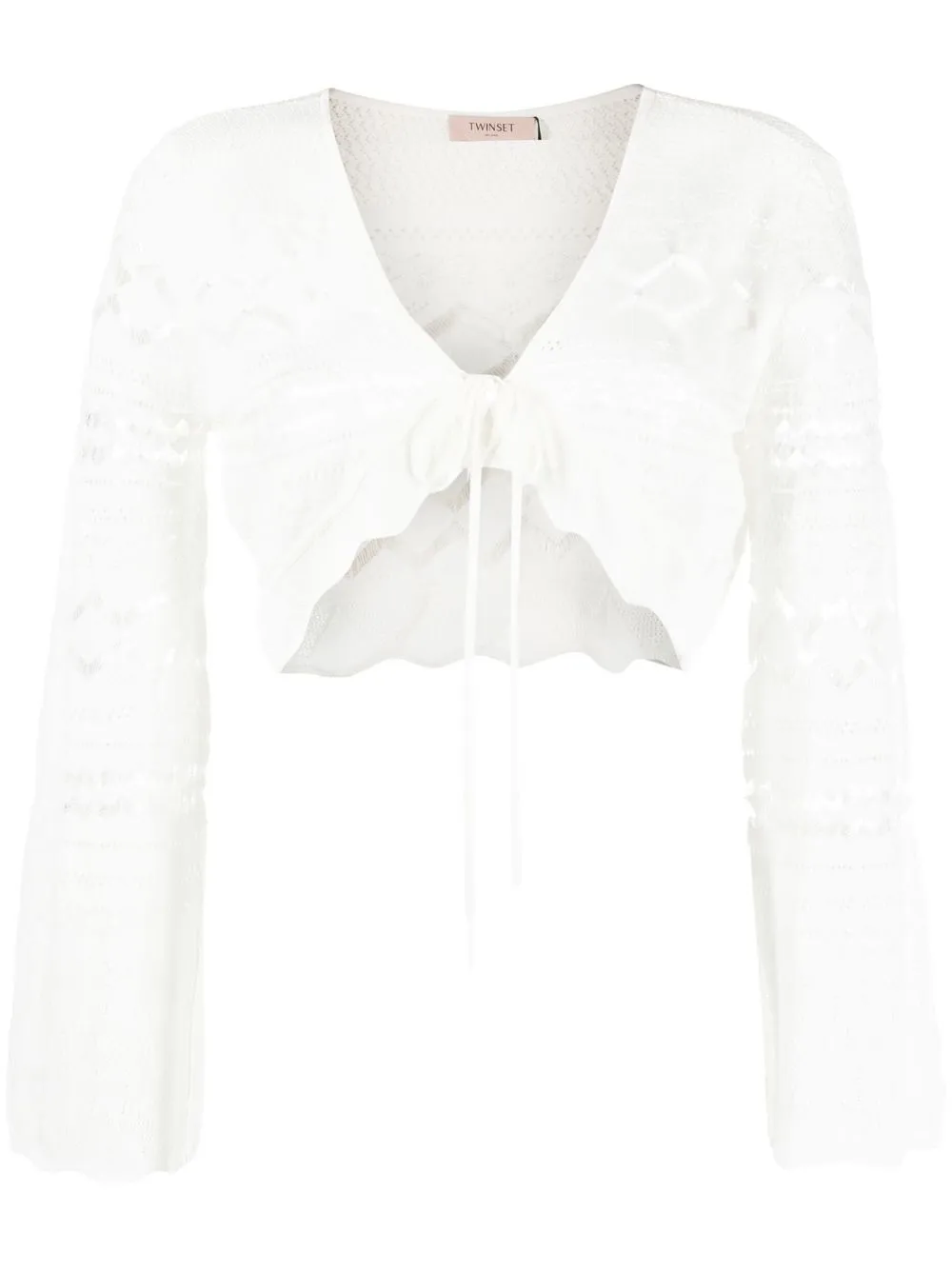 

TWINSET zig-zag cropped cardigan - White