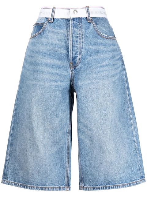 Alexander Wang logo-print below-knee denim shorts