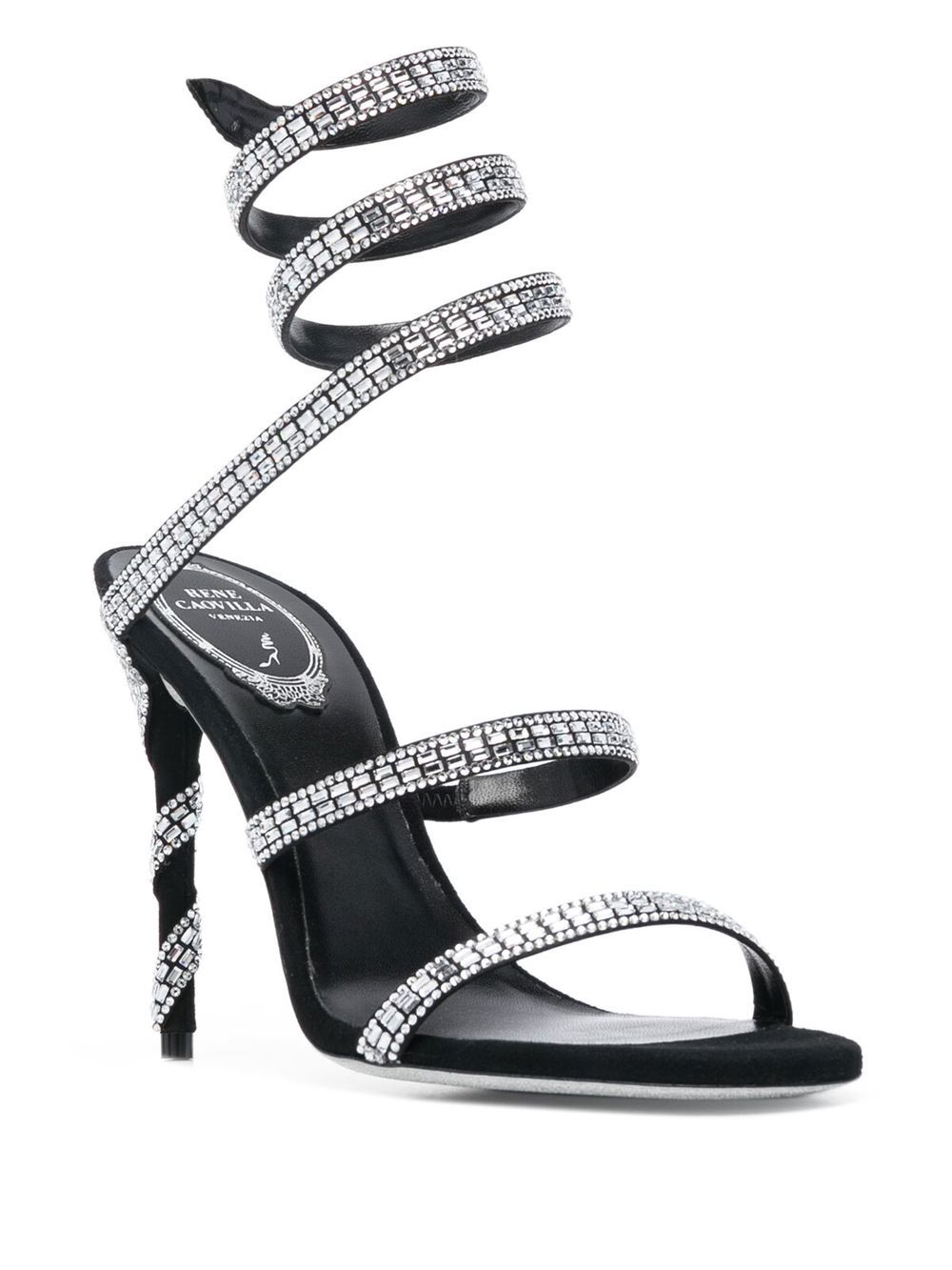 Shop René Caovilla 115mm Crystal-embellished Sandals In Black