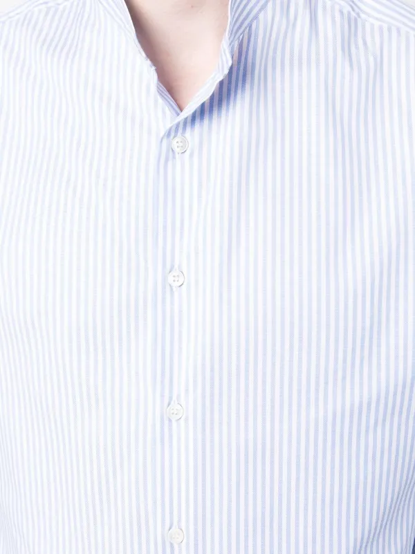 Brioni Striped long-sleeved Shirt | Blue | FARFETCH JO