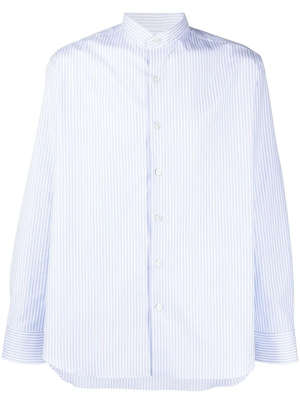 Brioni Striped Long-sleeved Shirt In Blau