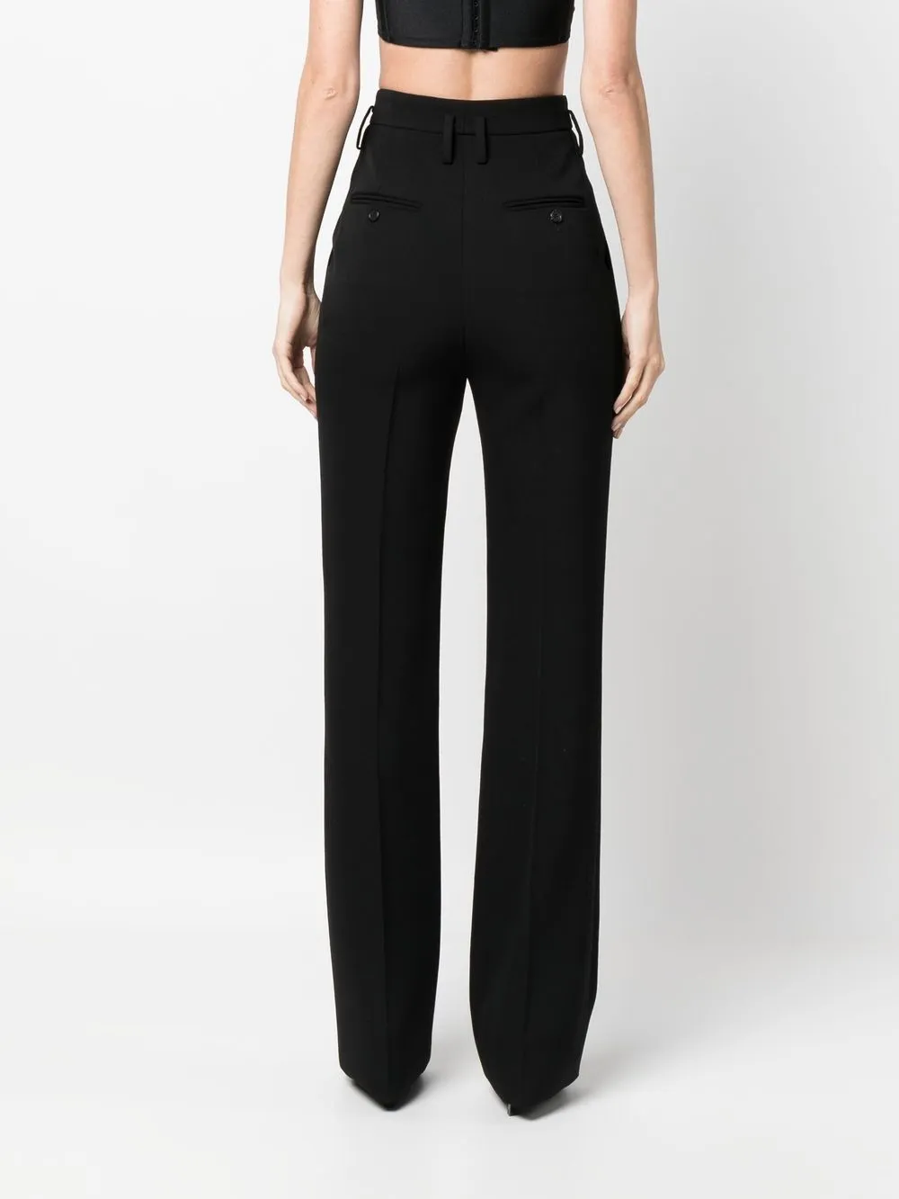 Shop Saint Laurent High-waisted Straight-leg Trousers In Black