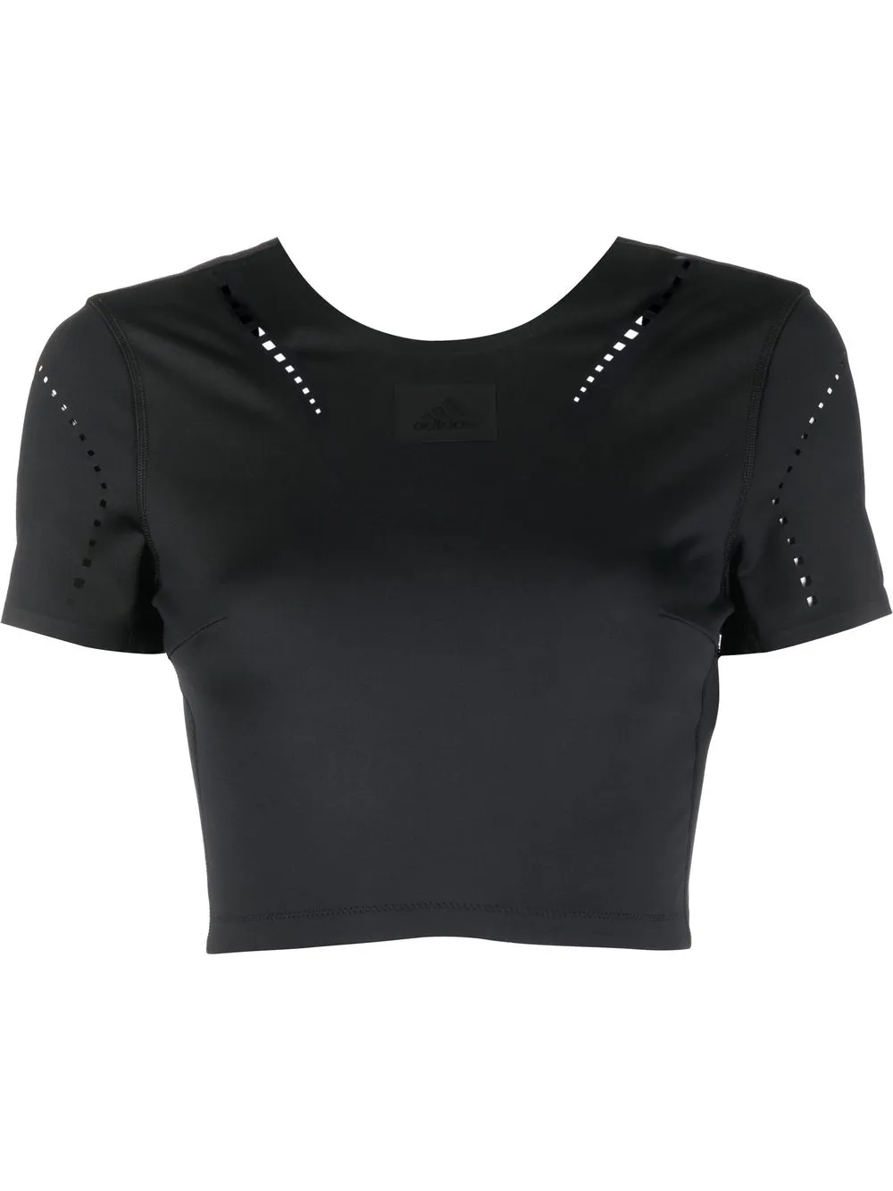 

adidas playera corta con logo estampado - Negro