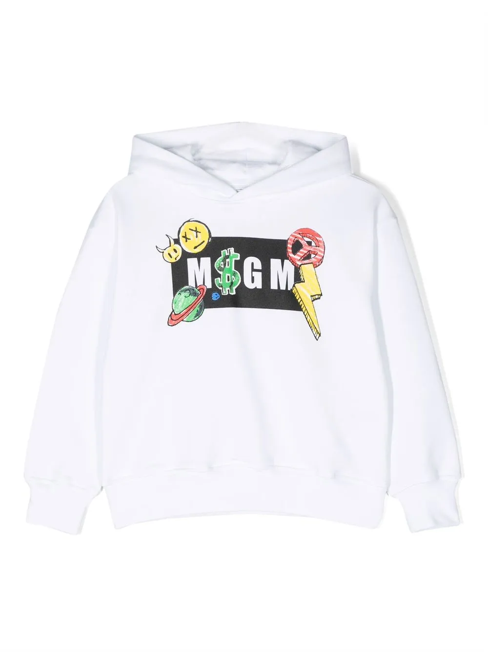 

MSGM Kids hoodie con logo estampado - Blanco