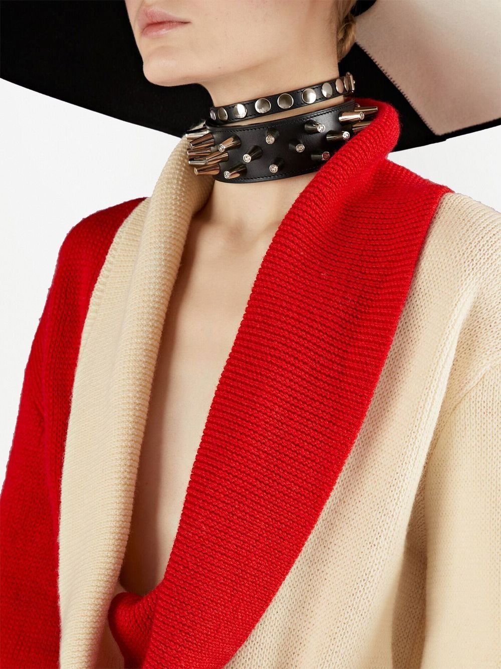 Shop Gucci Two-tone Belted Jumper In Rot