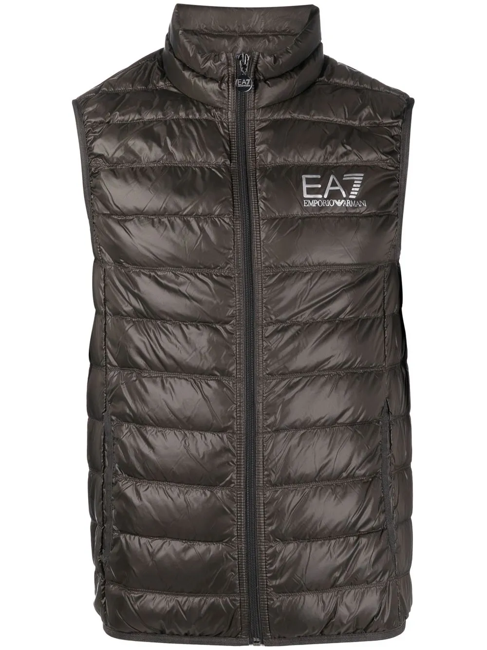 

Ea7 Emporio Armani logo-print padded gilet - Grey