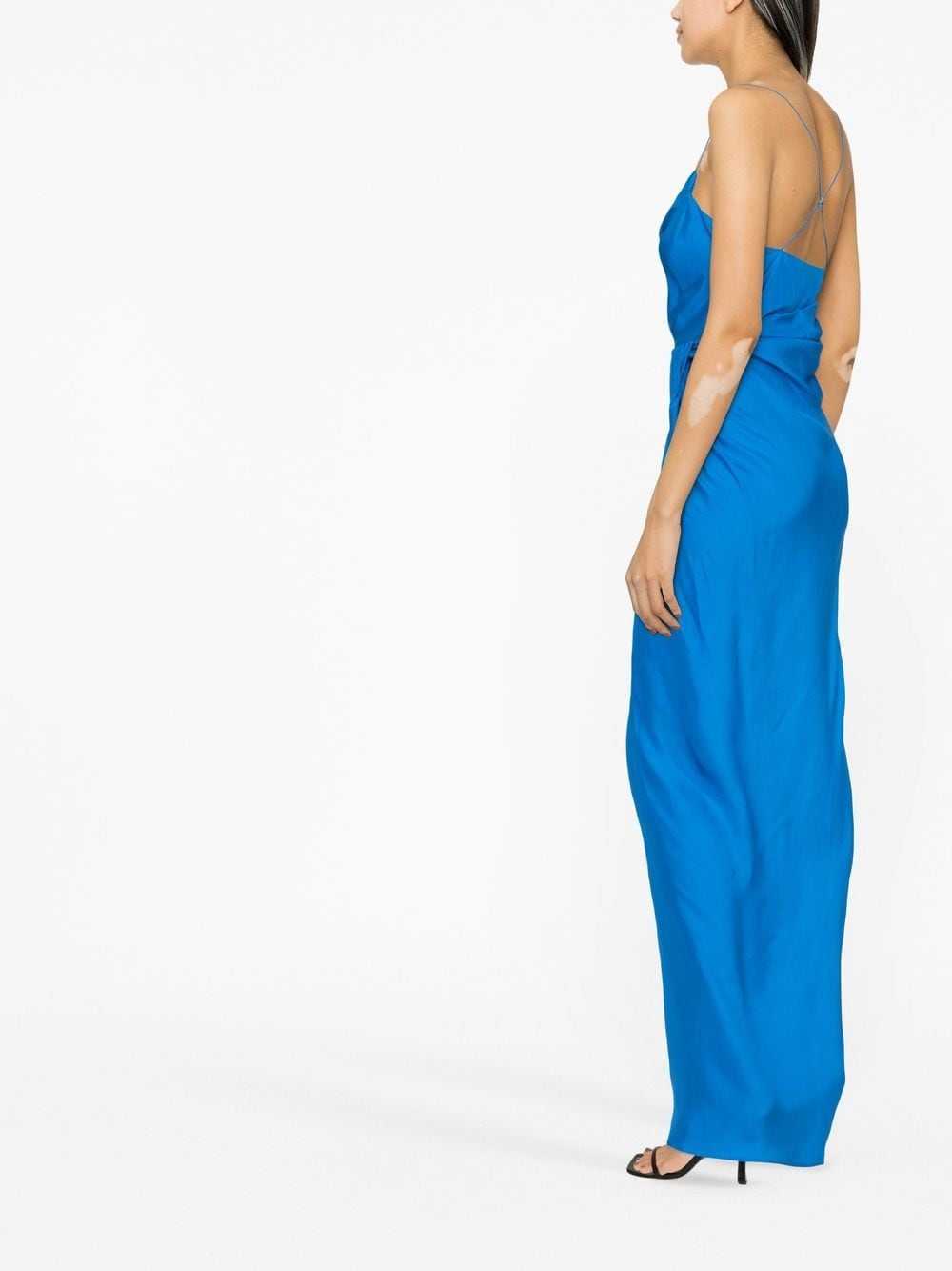 Shop Gauge81 Shiroi Draped Silk Maxi Dress In Blau
