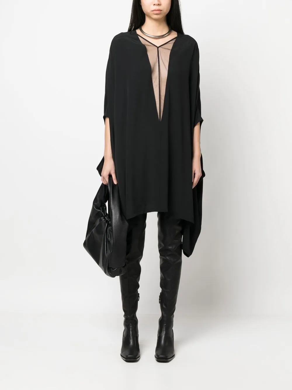 Rick Owens Tuniek met doorzichtig vlak - Zwart
