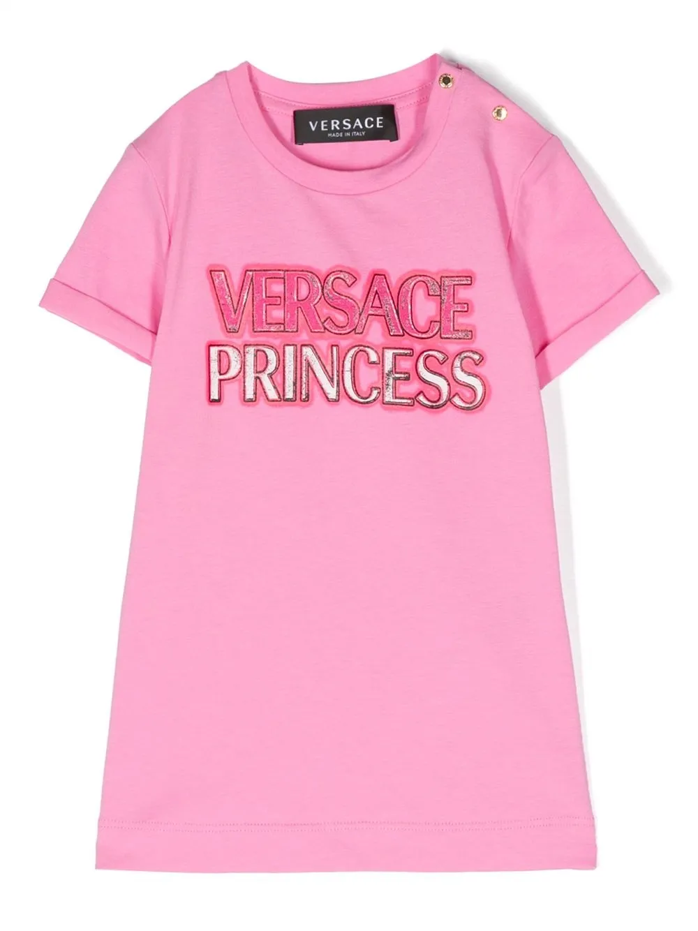 

Versace Kids slogan print crew-neck dress - Pink