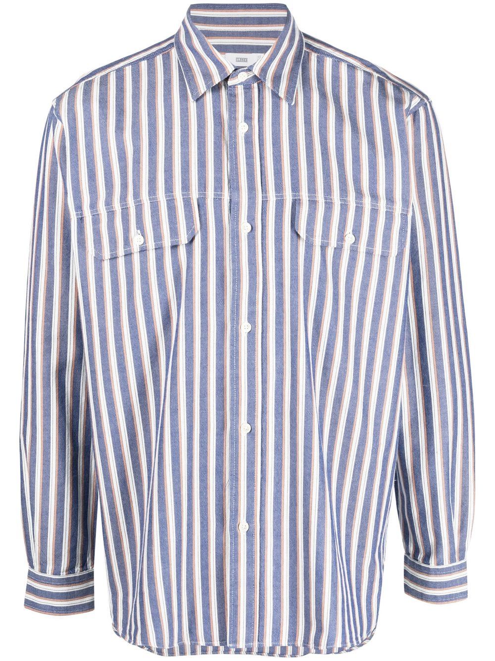 

Closed striped organic cotton shirt - Blue