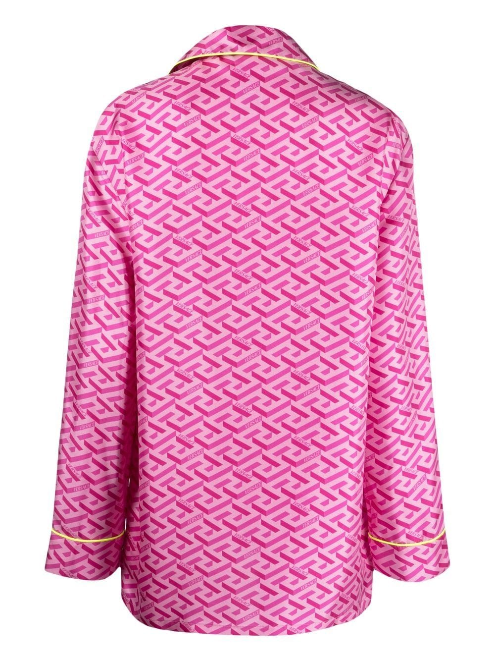Shop Versace Monogram Silk Pajama Top In Pink