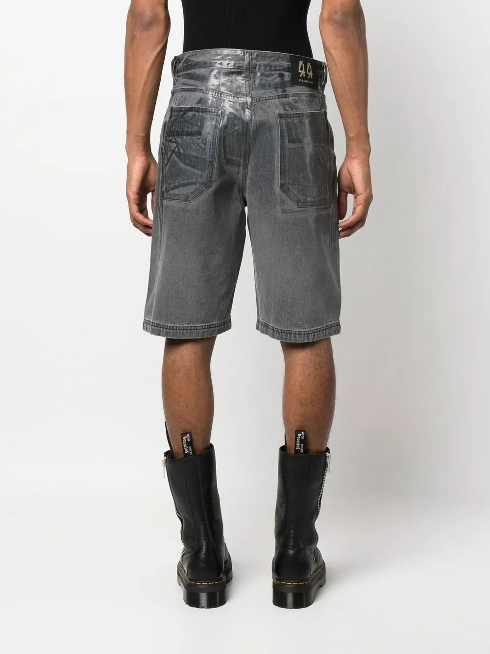 44 Label Group Metallicfinish Denim Shorts In Grey ModeSens