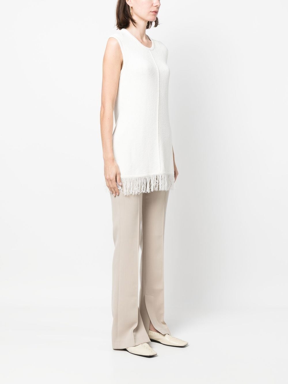 Shop Loulou Studio Fringe-detailing Cardigan In Neutrals