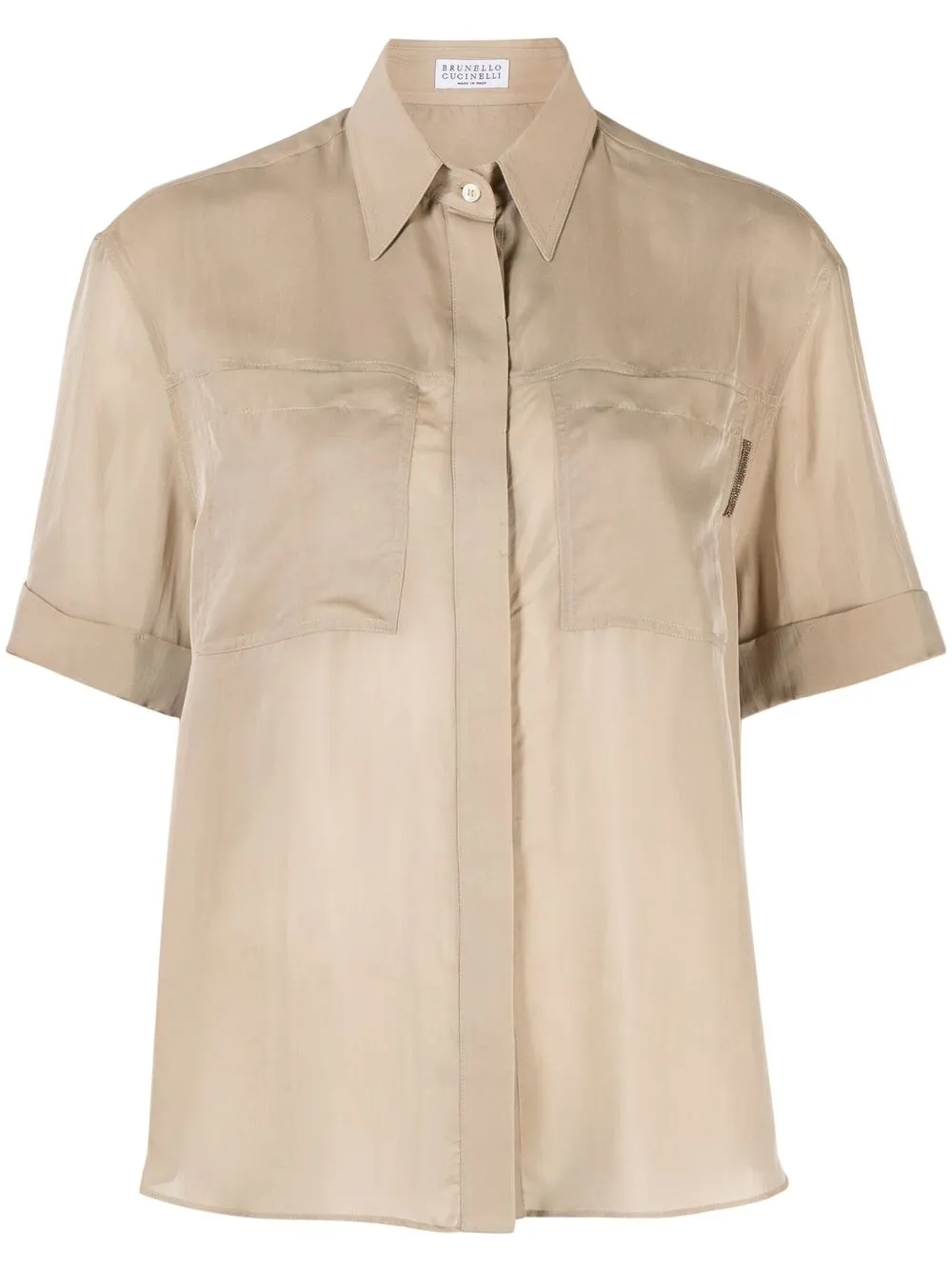 

Brunello Cucinelli Monili-embellished short-sleeve shirt - Neutrals