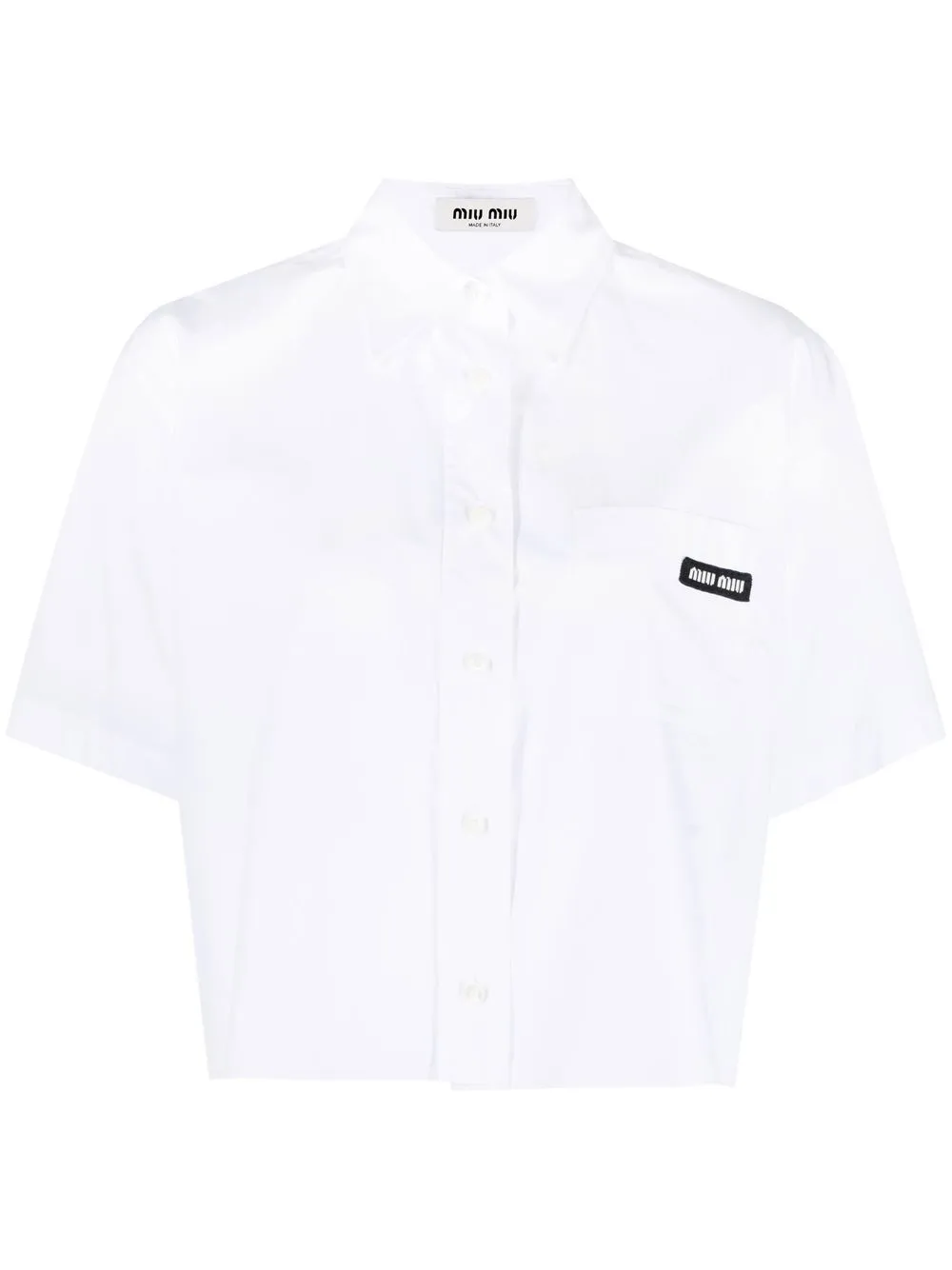 Miu Miu Logo-patch Short-sleeved Shirt In White