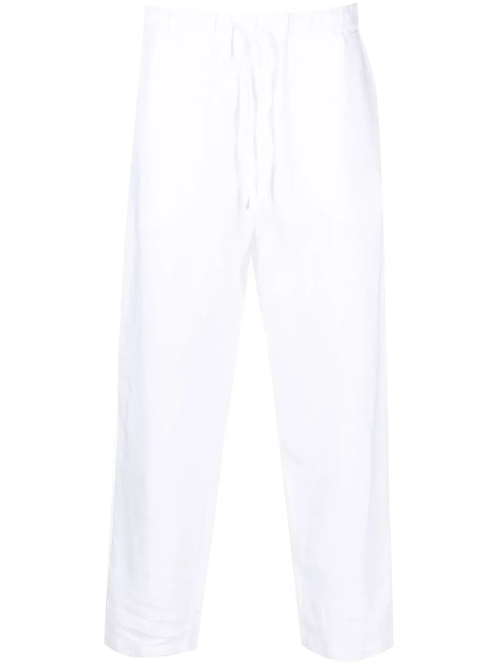 

120% Lino pantalones con cordones en la pretina - Blanco