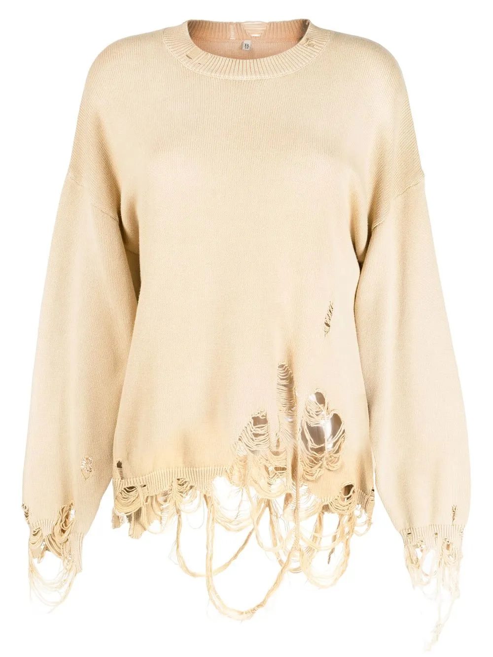 

R13 distressed-effect knitted jumper - Neutrals