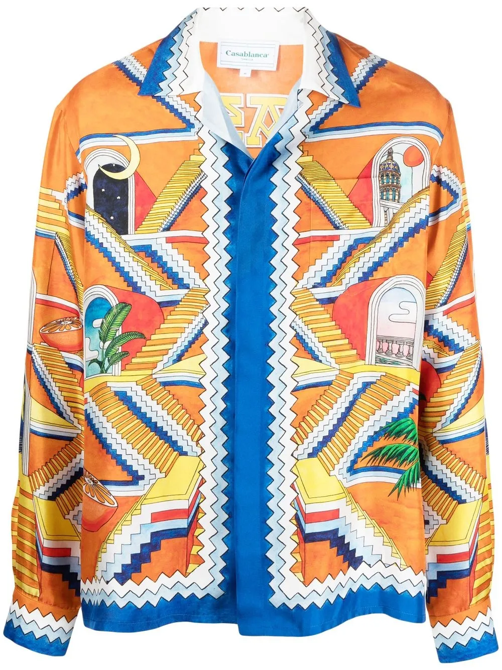 

Casablanca graphic-print silk shirt - Blue