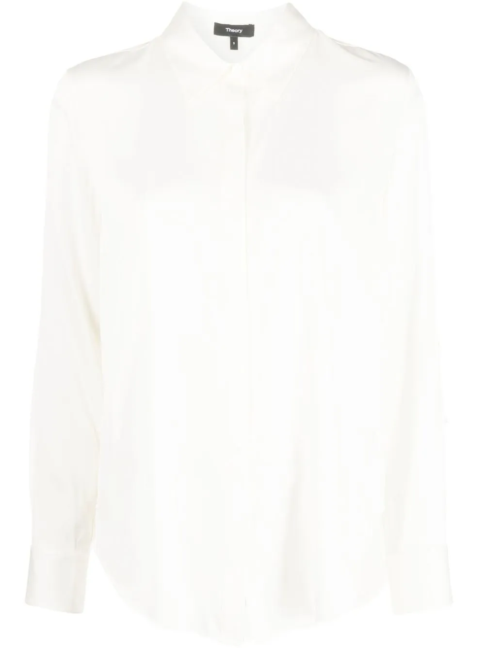 

Theory curved-hem long-sleeved shirt - White