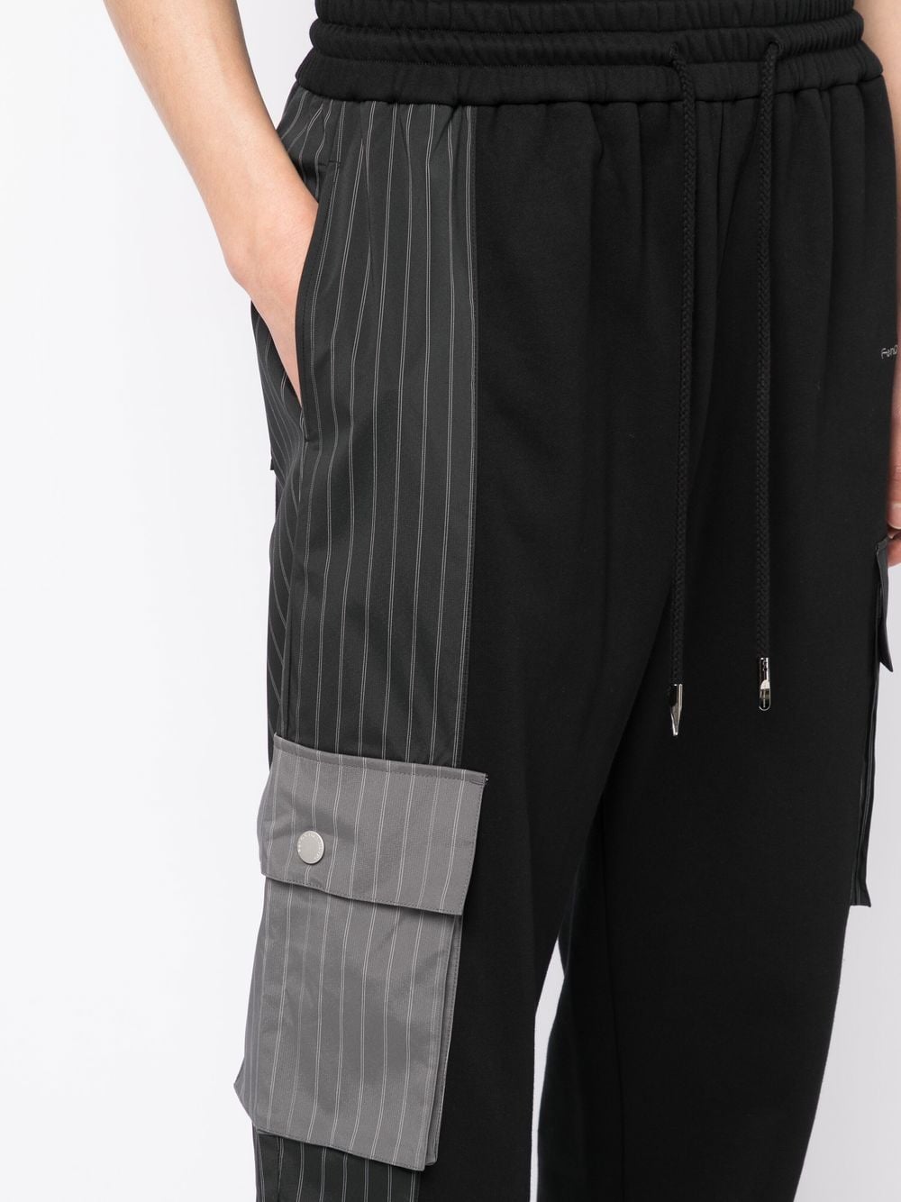 Shop Feng Chen Wang Cargo Panelled Trousers In Black