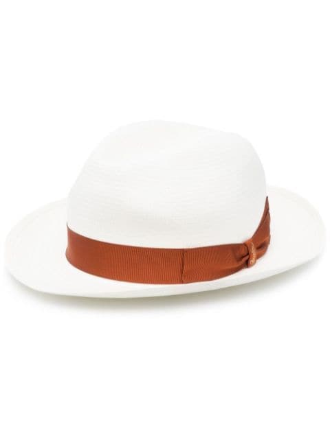 Borsalino - Panama ribbon-detail fedora hat