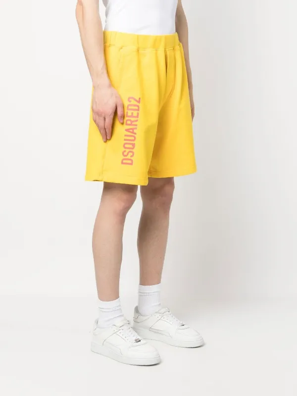 【送料&関税込】Dsquared2 Cotton Shorts DSQUARED2 Cotton Logo Print Shorts | Yellow | FARFETCH