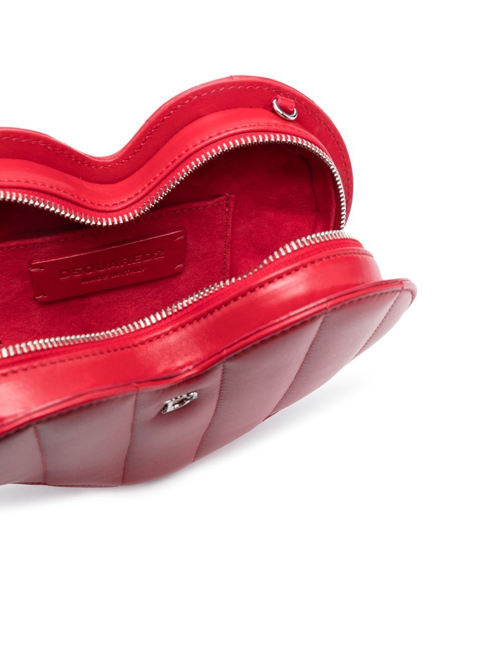 Dsquared2 Quilted Leather Heart Crossbody Bag In Red