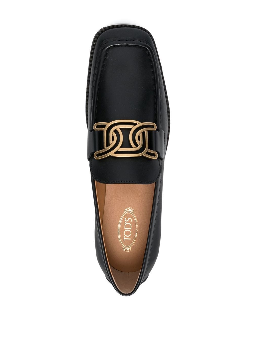 Shop Tod's Logo Plaque Leather Loafers In Black